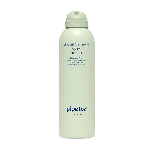Pipette Baby Mineral Sunscreen Spray SPF 30, Broad Spectrum with Non-Nano Zinc Oxide, Water Resistant UVB/UVA Non-Toxic Sun Protection for Kids & Sensitive Skin, 6 oz