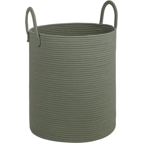 Large Laundry Basket,Laundry Hamper,15''x18'' Cotton Rope Storage Basket with Handles,baby hamper,Nursery Blanket Storage Living Room,toy basket,kids laundry(Green)