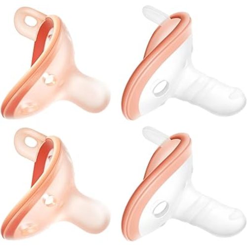 Baby Pacifiers 0-6 Months, Lightweight and Breathable, One-Piece Design, BPA-Free Silicone Pacifier for Babies (4pcs)