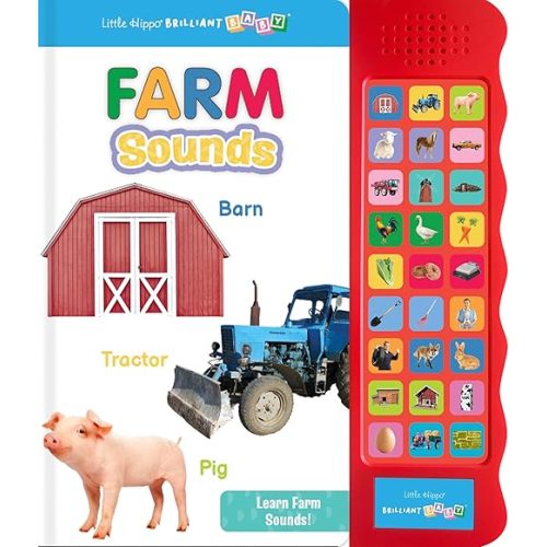 Little Hippo Books Brilliant Baby Farm Sounds | Preschool Educational Farm Sound Books for Kids | Brilliant Baby Educational Books & Kids Books | ... Library: Baby & Toddler Premium Sound Books) Board book – September 24, 2025