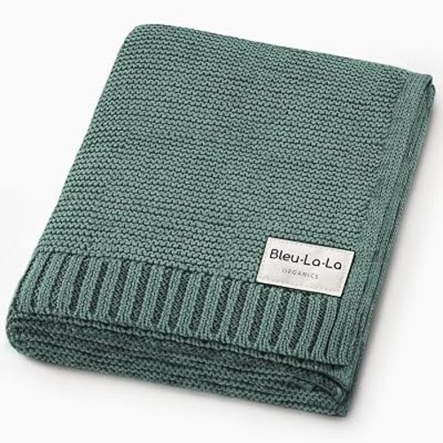 100% Organic Cotton Heritage Knit Textured Baby Quilt Blanket - Signature Heritage Knit, Soft Breathable Newborn Baby Blanket (Heritage - Hunter Green)
