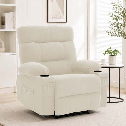 GASEE Recliner Chairs for Living Room Manual Reclining Chair Single Sofa for Bedroom, Beige