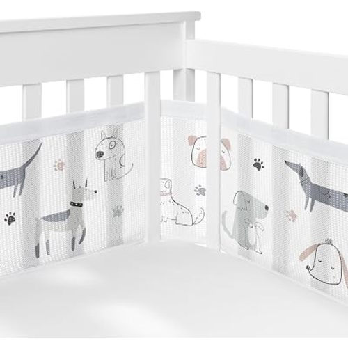 Sweet Jojo Designs + BreathableBaby 2-Piece Breathable Mesh Crib Liner Set (Dog) for Boys/Girls, Baby, Infants/Newborn Nursery (Modern Dogs, Puppy, Pet, Watercolor Puppies, Boho Hatch, Bulldog, Doggy)
