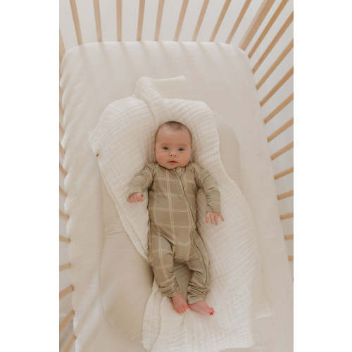 Bamboo Zip Pajamas | Linen Grid