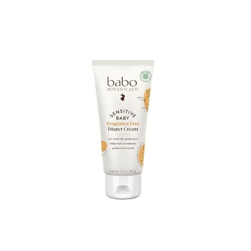 Babo Botanicals Sensitive Baby Fragrance-Free Diaper Cream - 25% Natural Zinc Oxide - Calendula, Shea & Cocoa Butter - EWG Verified - Vegan- From birth on
