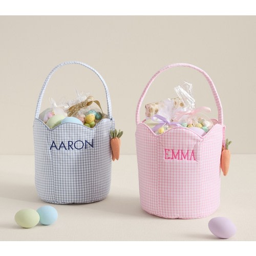 Gingham Scallop Easter Bucket