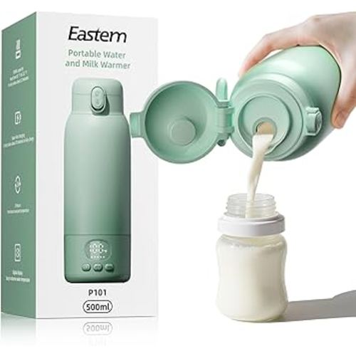 Portable Bottle Warmer for Travel - Portable Milk Warmer for Baby - Fast Heating Fast Heating Breast Milk & Formula Warmer 17oz Capacity, Adjustable Temp Long Battery Life for Outdoor Airplane and Car