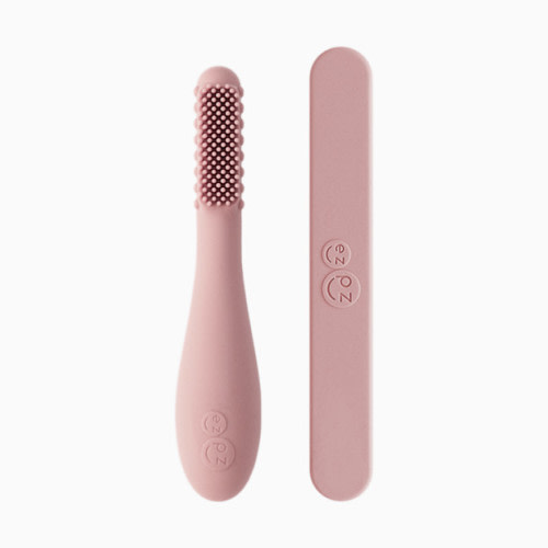 Baby-Led Toothbrush + Sensory Tongue Depressor Dual Pack - Blush