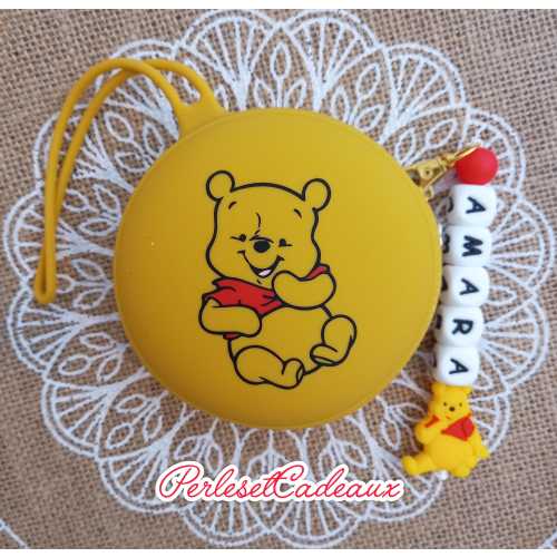 Winnie the Pooh Personalized Silicone Pacifier Clip Pouch Baby Gift