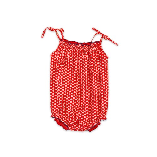 Baby Romper with Smocked Neck