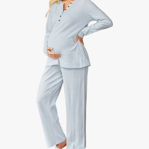 OUGES Women's Maternity Nursing Pajamas Sets Pregnancy Delivery Lounge Pjs