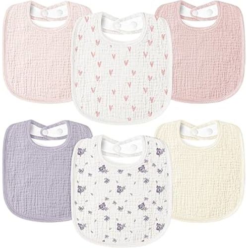 Susurration Muslin Baby Drool Bibs 6Pack Soft Square Adjustable Baby Bandana Bibs for Unisex Girls & Boys