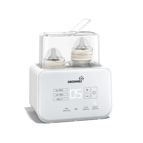GROWNSY 10-in-1 Smart Double Baby Bottle Warmer with Precision Temp Control, Fast Heating, 24H Keep Warm, Sterilizer, Defrost, Timer & Auto Shut-off – Safe for Breastmilk/Formula/Tall Bottles – Ideal for Twins & Night Feeds – 2025 - TikTok Shop