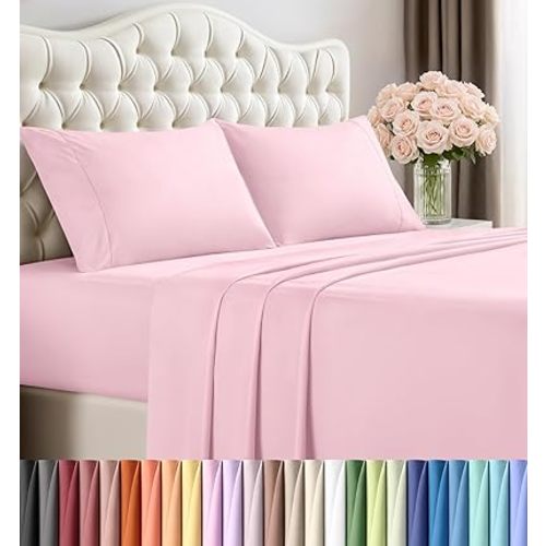 Utopia Bedding Full Bed Sheets Set - 4 Piece Bedding - Brushed Microfiber - Shrinkage and Fade Resistant - Easy Care (Full, Pink)