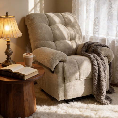 LITVZ Comfy Manual Recliner Chair for Adults, 165 Degree Lay Flat, Small Recliners for Small Spaces & Nursery, Wide Reading Chair