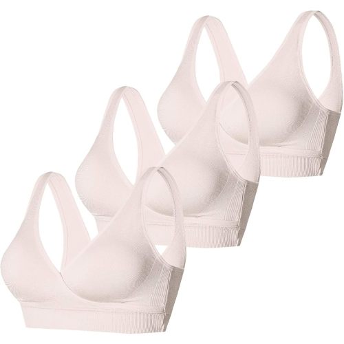 HOFISH Wireless Non-Wired Non-Padded Maternity Bras Breastfeeding Bras 3Pack Pink 2XL