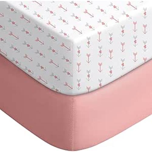 Yoofoss Draps de berceau pour bébé garçon fille, Lot de 2 draps-housses pour berceau pour matelas standard et pour tout-petit, Drap de berceau super doux en microfibre 71,1 x 132,1 x 20,3 cm (Flèche)