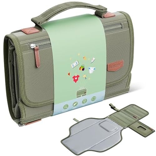 Alatino Portable Diaper Changing Pad for Baby, Detachable Travel Changing Pad with Baby Wipes Pocket, Gifts for Baby Shower, Newborn Girls and Boys (Army Green)