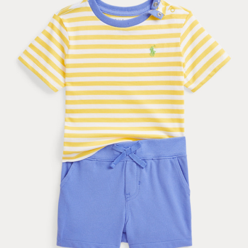 Striped Jersey Tee & Mesh Short Set