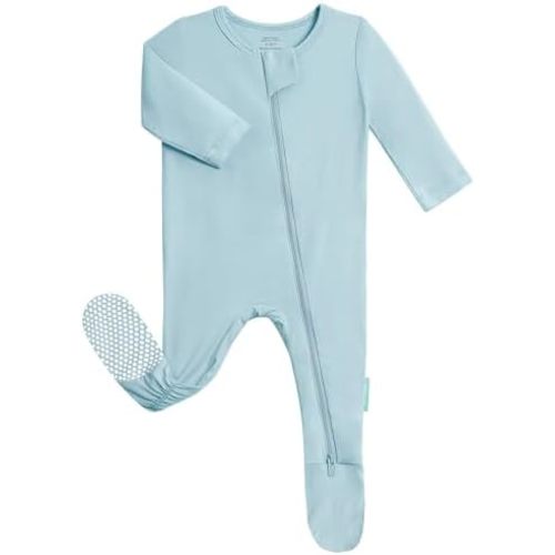 PurComfy Baby Zipper Footie Pajamas, Supersoft Bamboo Rayon Baby Footed Pjs Boy Girl 0-3-6-9-18-24 Month Coverall Sleepers