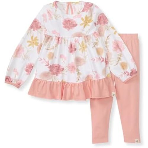 Burt's Bees Baby Baby Girls' Long Sleeve Top and Pant Set, 100% Organic Cotton