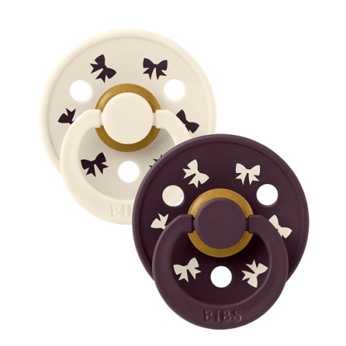 Colour Pacifiers Holiday Bow 2 Pack - Ivory/Plum – Bibsworld store US