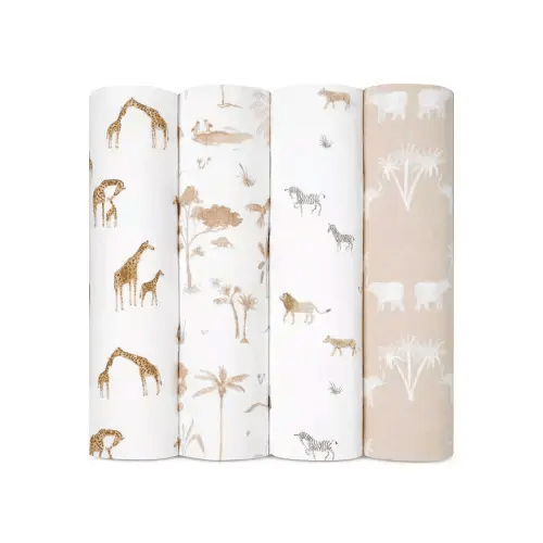 Muslin Swaddles Safari Dreams, Pack of 4