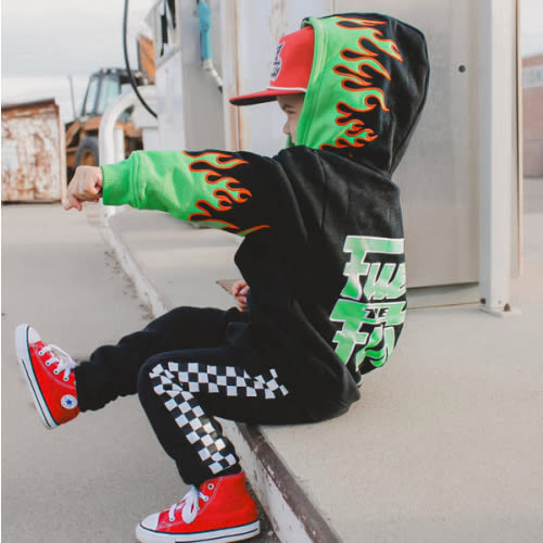 Fuel The Fun Green Flame Hoodie