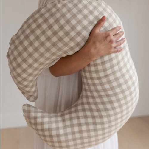 Nursing Pillow & Cover- Moon Shape- Gingham