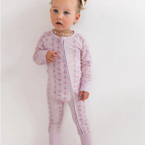 Cherry Gingham Zipper Romper – In My Jammers