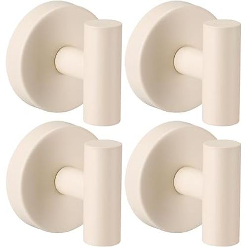 Suction Cup Hooks for Shower - Bathroom Reusable Hooks for Towels, Robes & Loofah - No-Drill Mounting on Kitchen,Walls,Metal,Glass,Mirrors,Tile & Smooth Non-Porous Surfaces (4, Milk White)