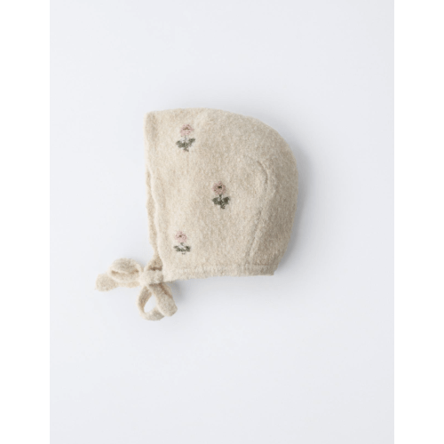 FLORAL EMBROIDERED KNIT BONNET - Light beige | ZARA United States