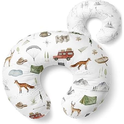 Pobibaby 1-Pack Premium Nursing Pillow Cover - Ultra Soft & Stretchy 96% Cotton, Breastfeeding Pillow Cover for Baby Boys and Girls (Explore)