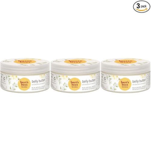 Burt's Bees Mama Belly Butter Stretch Mark Cream for Pregnancy Massages Body & Reduces Scar Appearance, Prenatal & Postnatal Tummy Skin Care, Shea Butter & Vitamin E Rich Formula, 6.5 Oz (Pack of 3)
