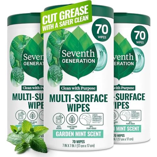 Seventh Generation, Multi-Surface Wipes, Garden Mint scent, 70 Wipes
