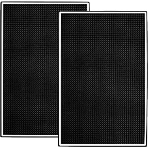 S&T INC. Bar Mat or Coffee Mat, Durable Rubber for Coffee Bar, Dish Drying Pad for Drinking Glasses, 11.9 Inches x 17.8 Inches, Black with White Border, 2 Pack