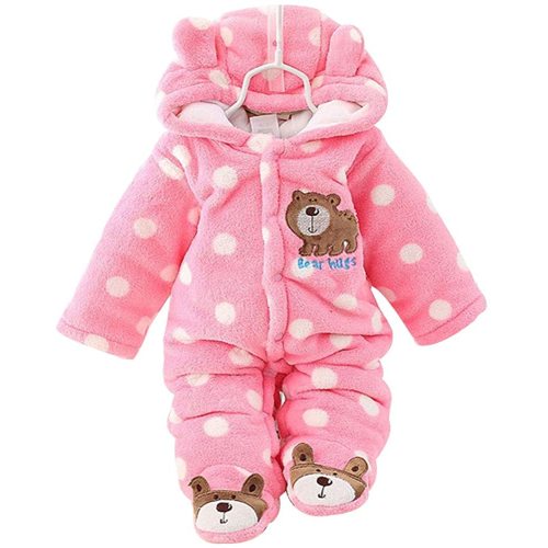 Xifamniy Baby Newborn Jumpsuit Footie Romper Hooded Warm Thicken Winter Bunting Outwear Snowsuit Pajamas for Girls Boys