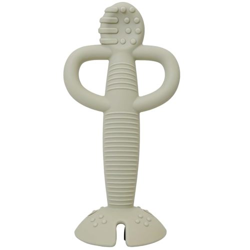 Busy Baby Teething Spoon - 2-in-1 Teether and Training Spoon for Self Feeding, Dishwasher Safe, BPA Free, Food Grade Silicone (Tan)