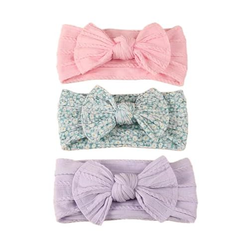 XuoAz Baby Girls Bow Flora Headband Baby Turban Knotted Elastic Headwrap for Newborn Infant Toddler Hair Accessories