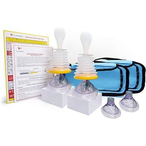 LifeVac Blue Travel Kit 2 Pack - Portable Suction Rescue Device, First Aid Kit for Kids and Adults, Portable Airway Suction Device for Children and Adults
