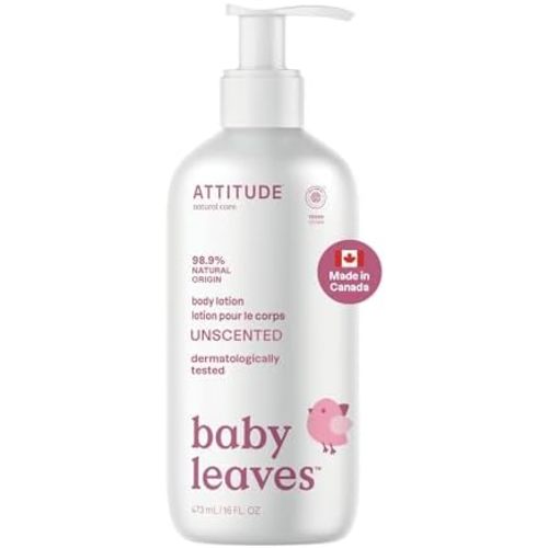ATTITUDE Baby Lotion for Face & Body, Unscented, EWG Verified, 16 Fl Oz