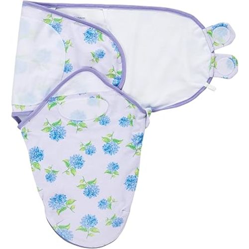 LollyBanks Baby Swaddles 100% Organic Cotton, 0-3 Months Baby Girl Swaddles with Easy Change Zipper, Swaddle Sack for Newborn Girls (Hydrangea Print)