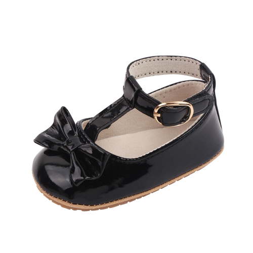 Itsun Baby Walking Shoes,Baby Girls Flats Shoes No-Slip Rubber Sole Infant Toddler Princess Wedding Dress Shoes Black 6-9 Months