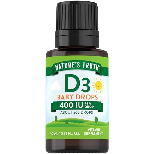 Nature's Truth Vitamin D Drops for Infants | 400 IU | 9.2 mL | D3 for Kids | Vegetarian, Non-GMO & Gluten Free Supplement