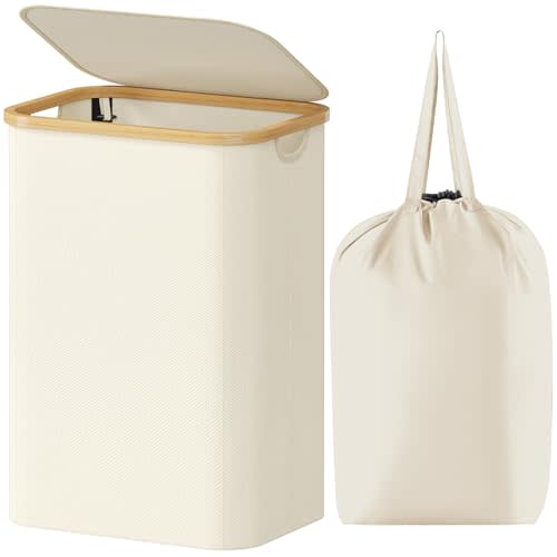 Lifewit 80L Laundry Basket with Lid, White