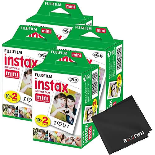 Fujifilm Instax Mini Instant Camera Film: 80 Shoots Total, (10 Sheets x 8) - Capture Memories Anytime, Anywhere - Boomph's Comprehensive Ultimate Performance Cloth Solution for Perfect Picture Quality