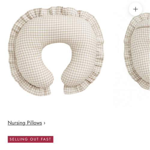 Beige Gingham Ruffle Nursing Pillow Cover