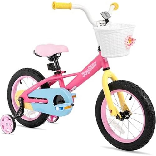JOYSTAR 12 14 16 18 Inch Kids Bike for 2-9 Years Girls, Toddler Girls Bike with Training Wheels, Rainbow Bikes, Children Bicycle, Macaroon