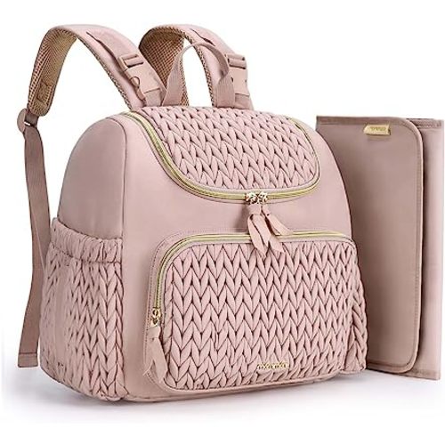 mommore Small Diaper Bag Diaper Backpack Stylish Toddler Baby Mini Maternity Bags Travel Backpacks with Insulated Pockets, Changing Pad, Stroller Straps