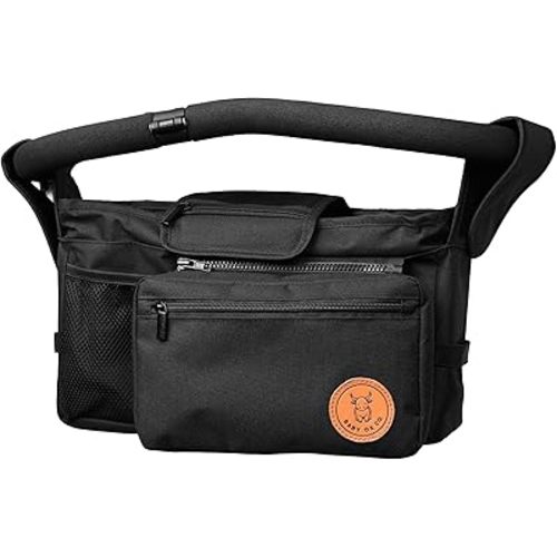 Universal Stroller Organizer with Insulated Cup Holders | Detachable Phone/Wipe Pouch & Shoulder Strap Stroller Caddy | Spacious, Fits Jogger, Umbrella, Travel & Pet Strollers
